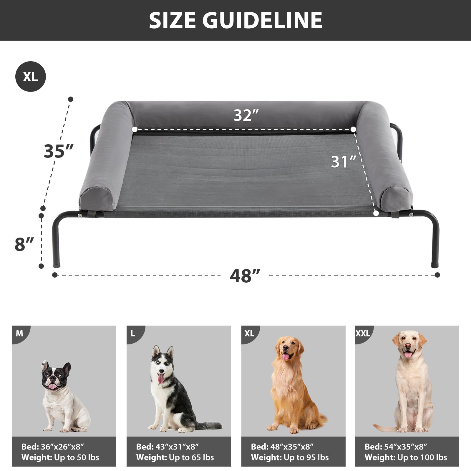 Cama con malla transpirable RRPETHOME para mantener al animal fresco.