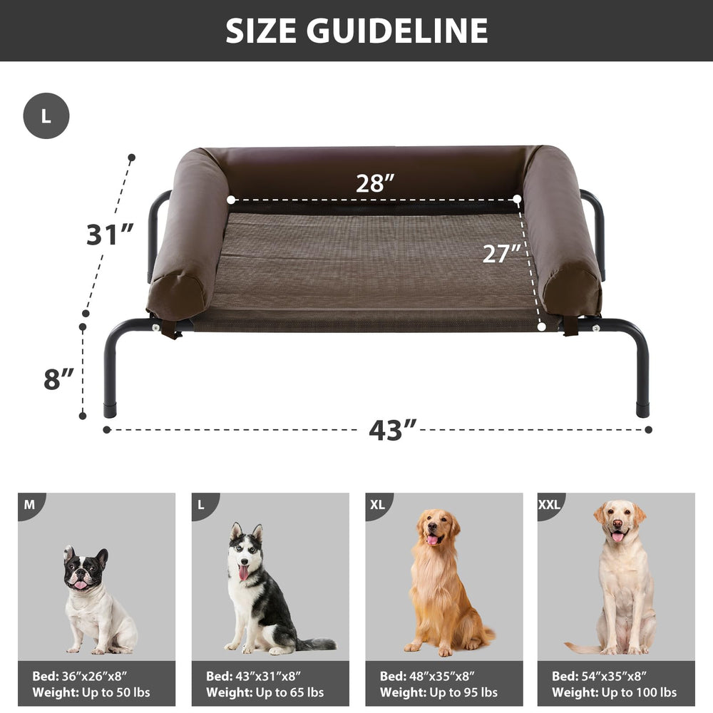 Cama RRPETHOME elevada con malla transpirable para ventilación.