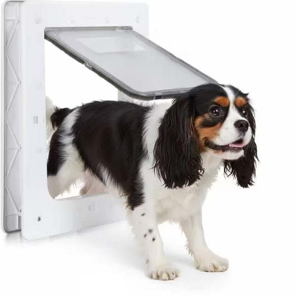 Puerta para perros Rseord blanca, vista frontal, ideal para entradas amplias