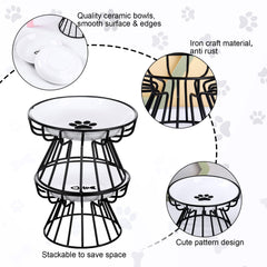 Rtteri soporte metalico para platos gatos, base estable y antideslizante.