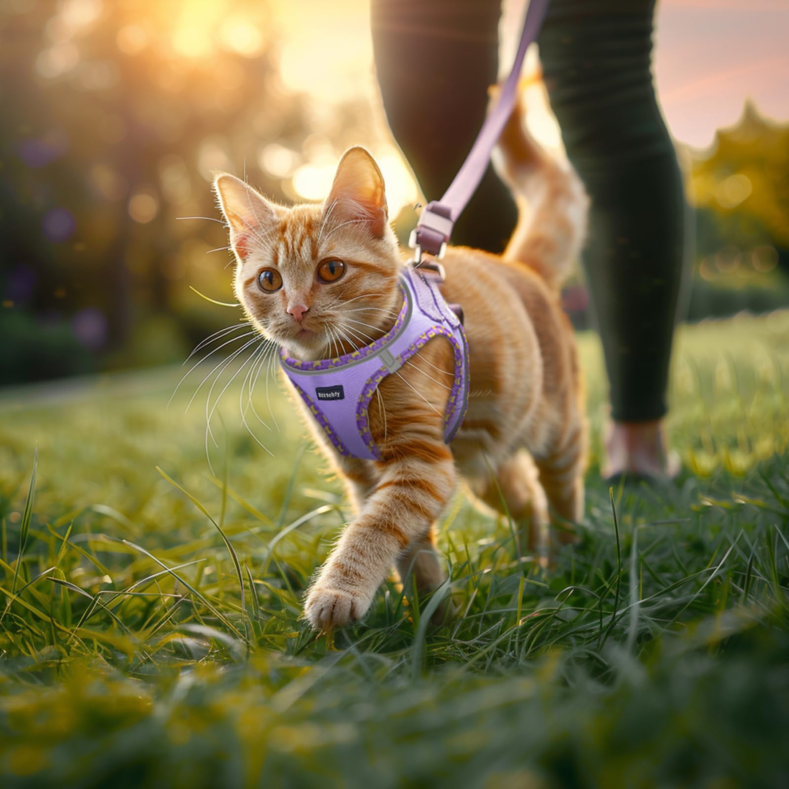 Rttochfy conjunto gato para viaje cómodo y control durante caminatas.