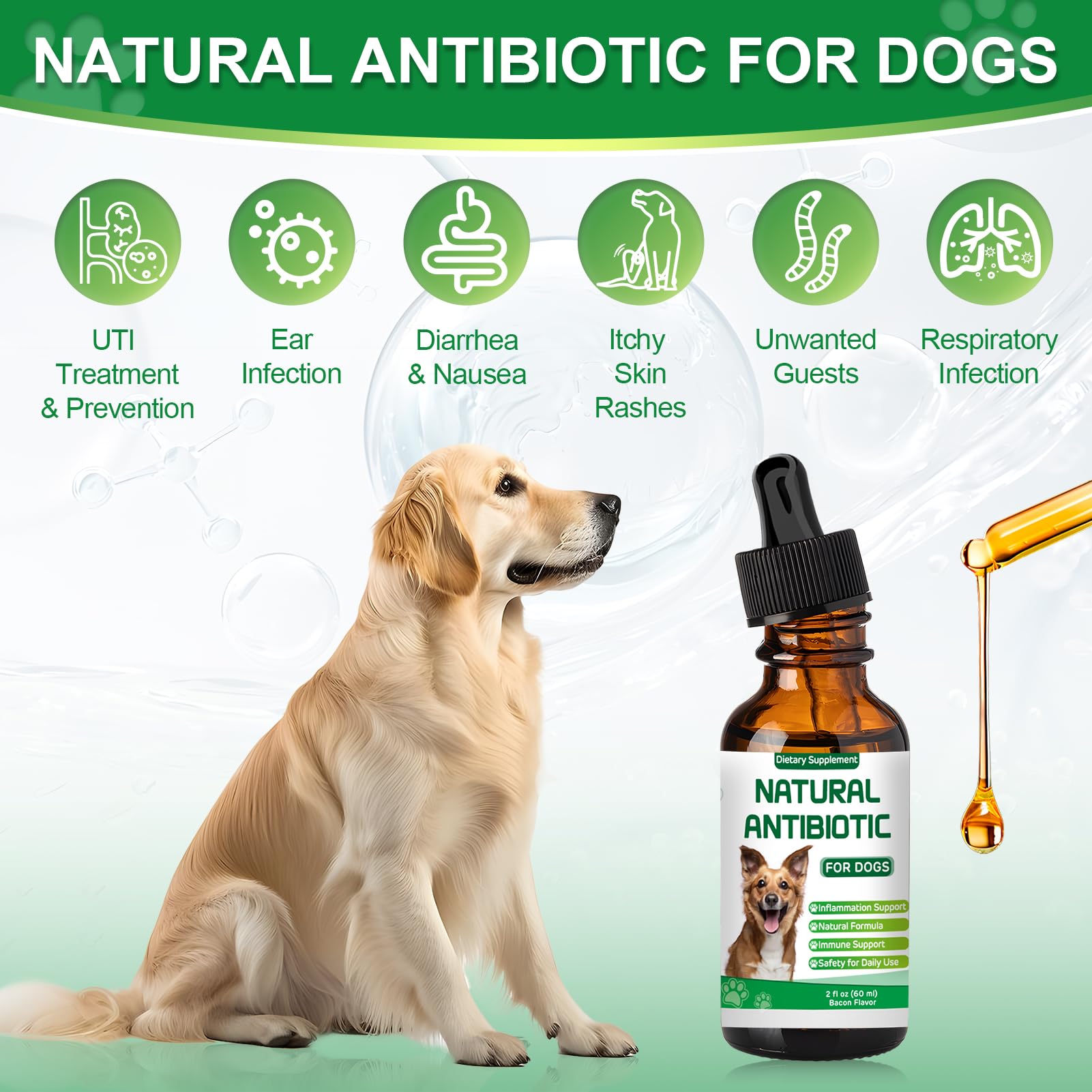 RUAKPL Suplemento herbal para perros, apoyo digestivo suave.