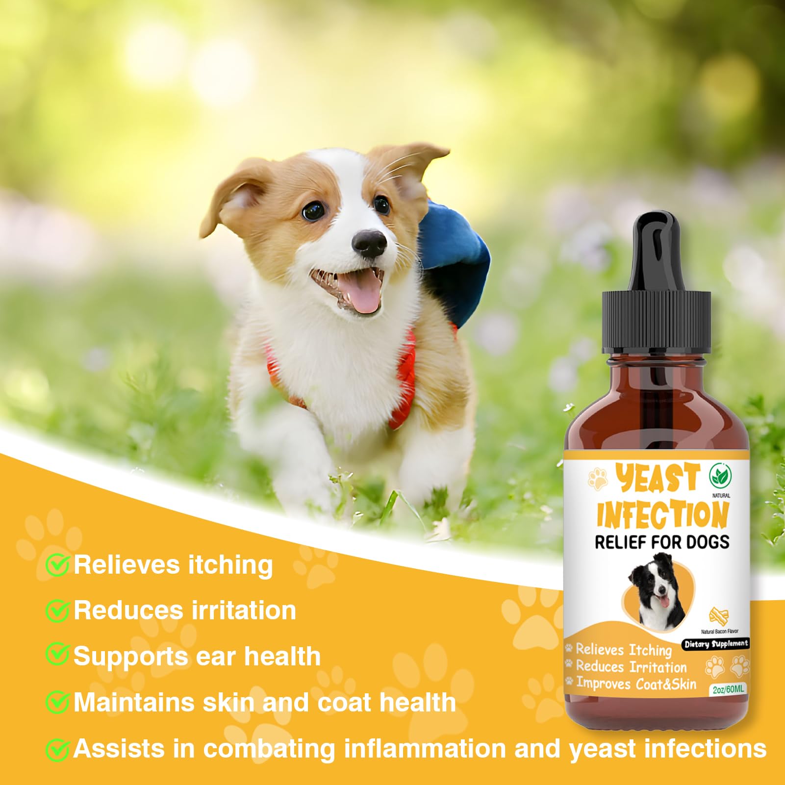 RUAKPL tratamiento de levadura para perros, dosis oral, absorción eficiente