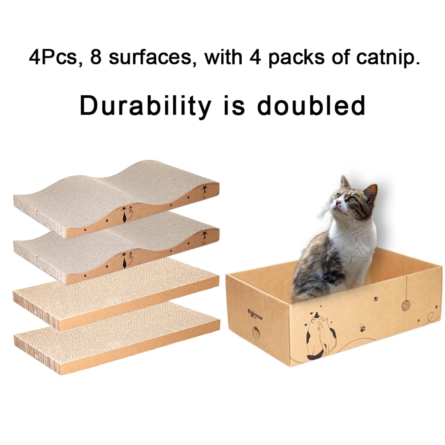 RUBMEOW contenido: 4 tableros y hierba gatera para gatos