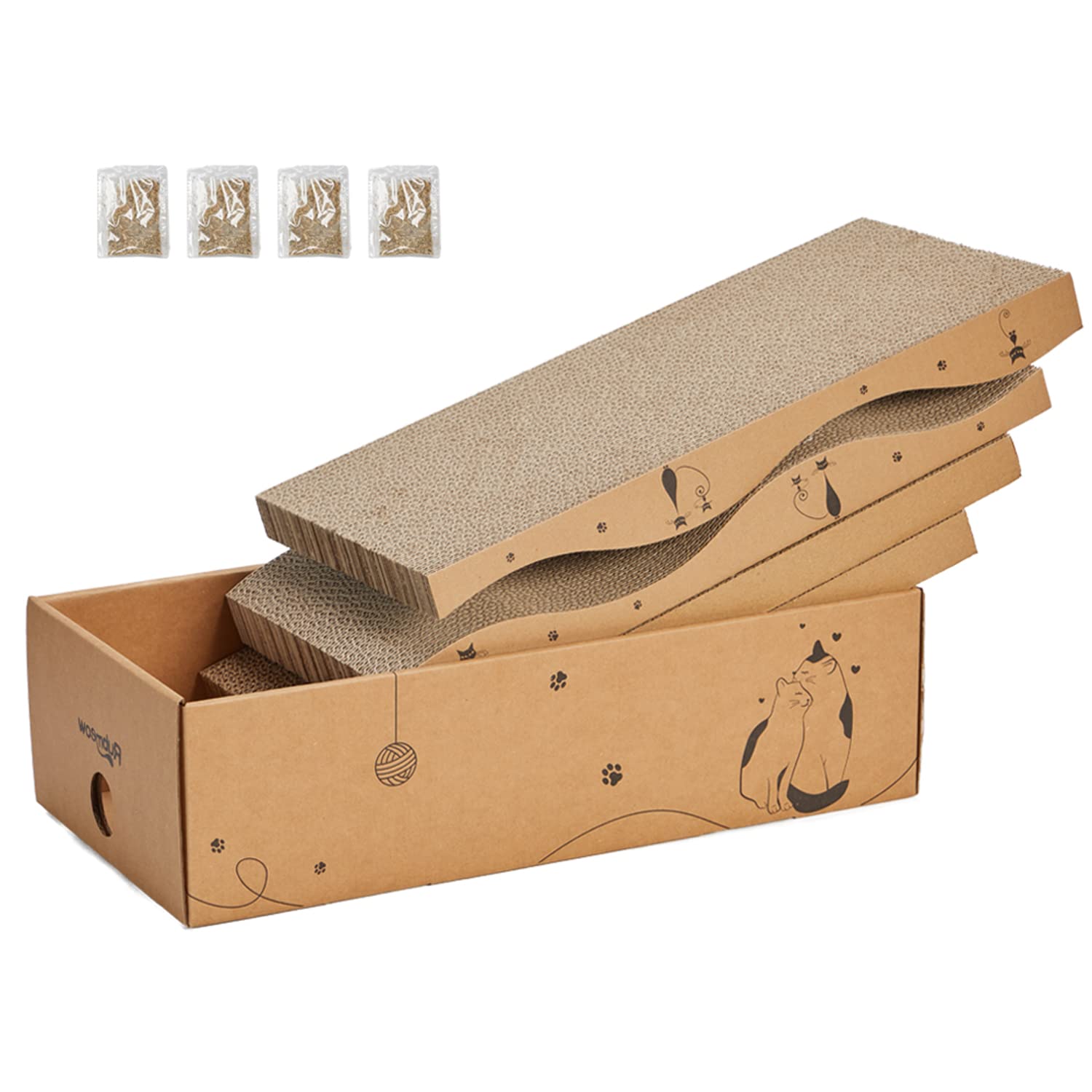 RUBMEOW rascador-carton, rascador en caja para gatos, uso diario destacado