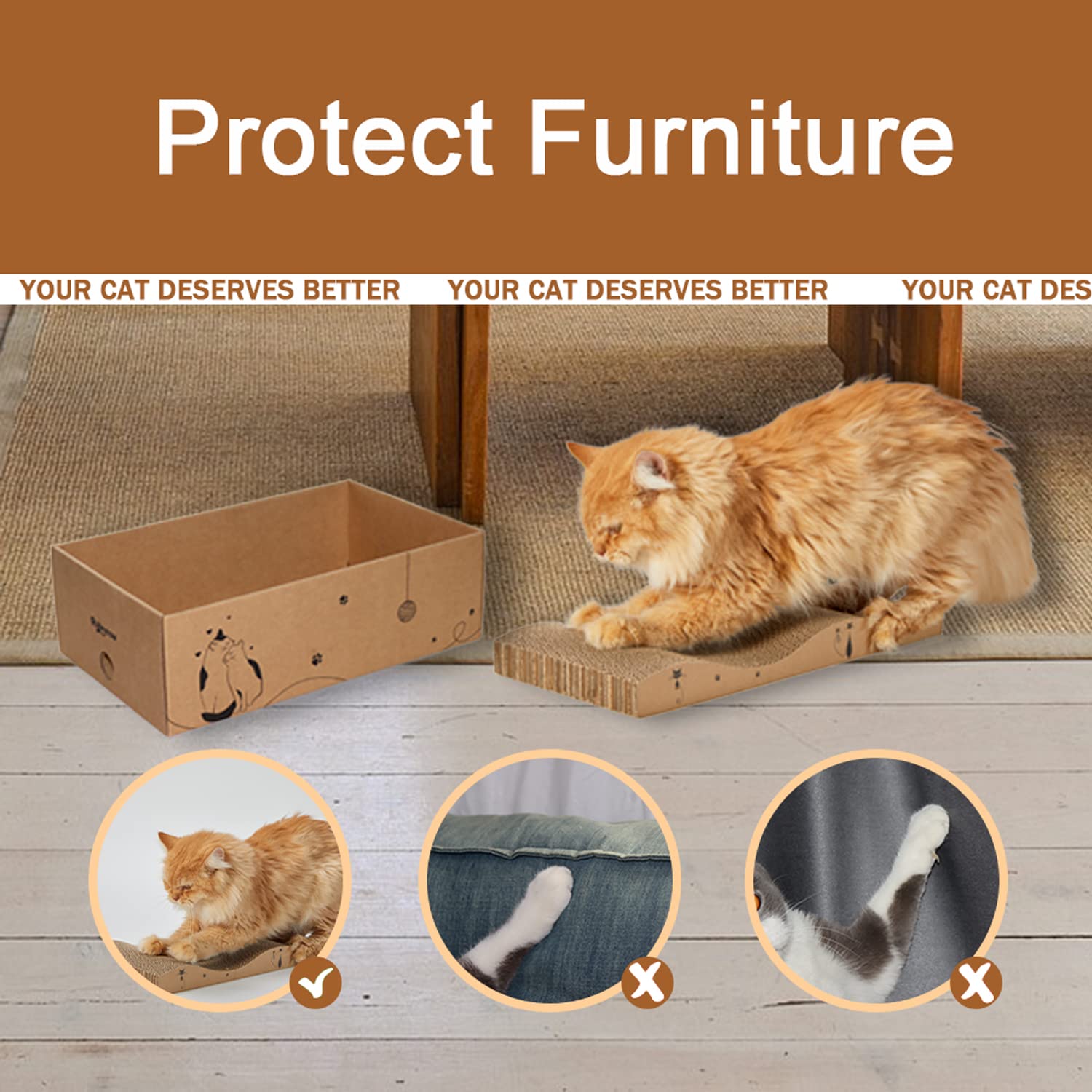 RUBMEOW tableros rasca 5 piezas, variedad para afilar garras en casa.