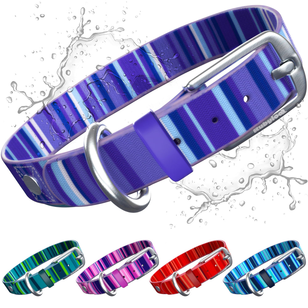 Rubyloo collar impermeable morado con cierre de metal resistente para paseos diarios