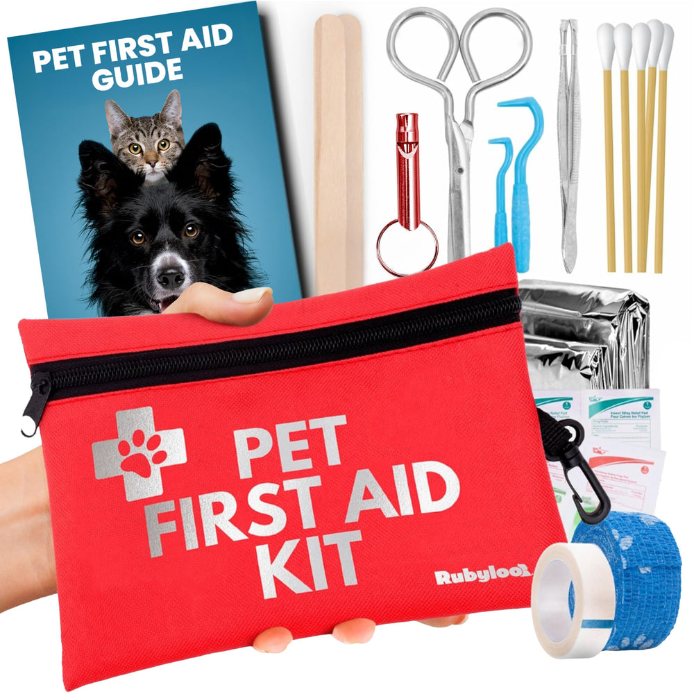 RubyLoo kit de primeros auxilios para perros, ideal para caminatas y excursiones.
