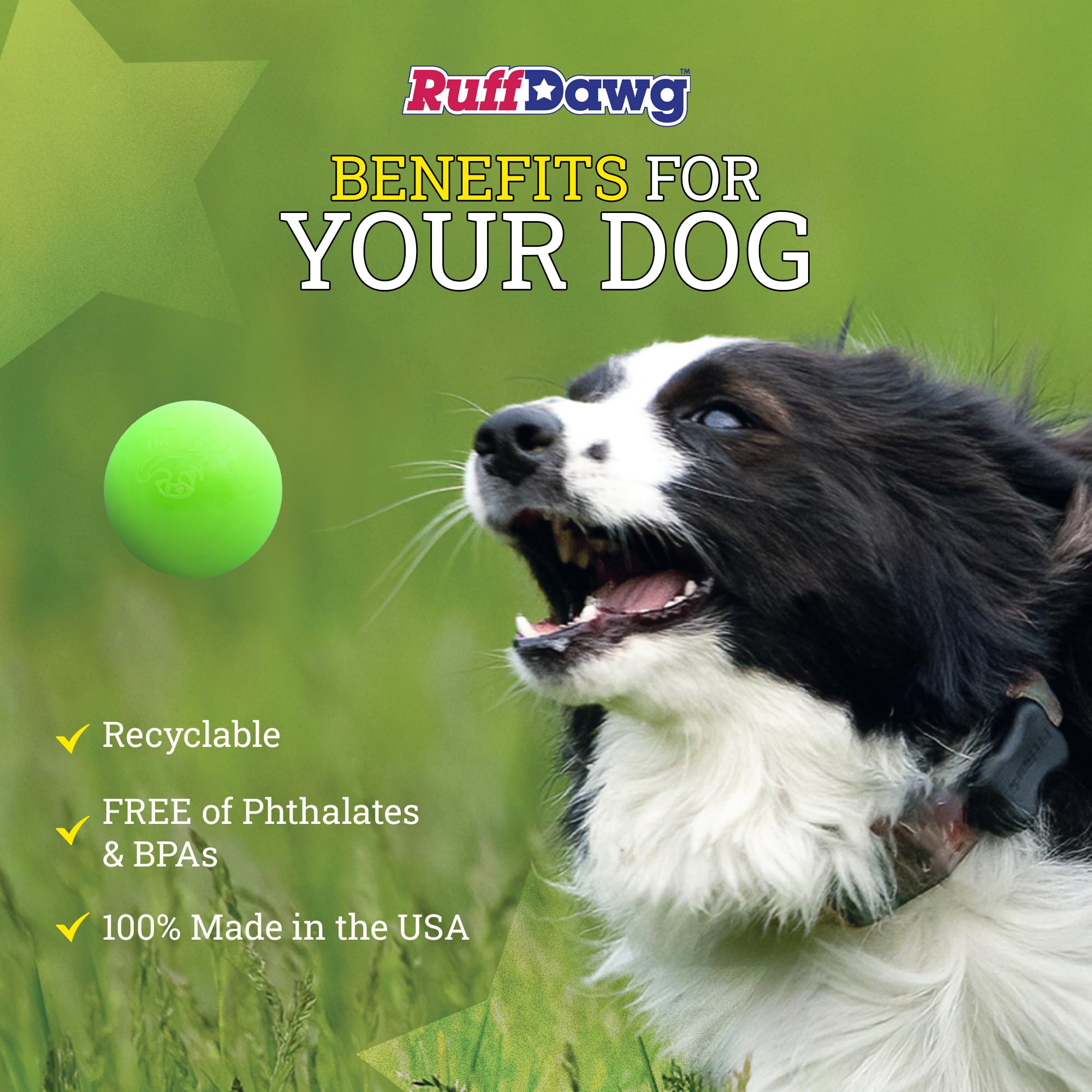 Ruff Dawg Ball XL en azul neón, ideal para juegos en agua y tierra.