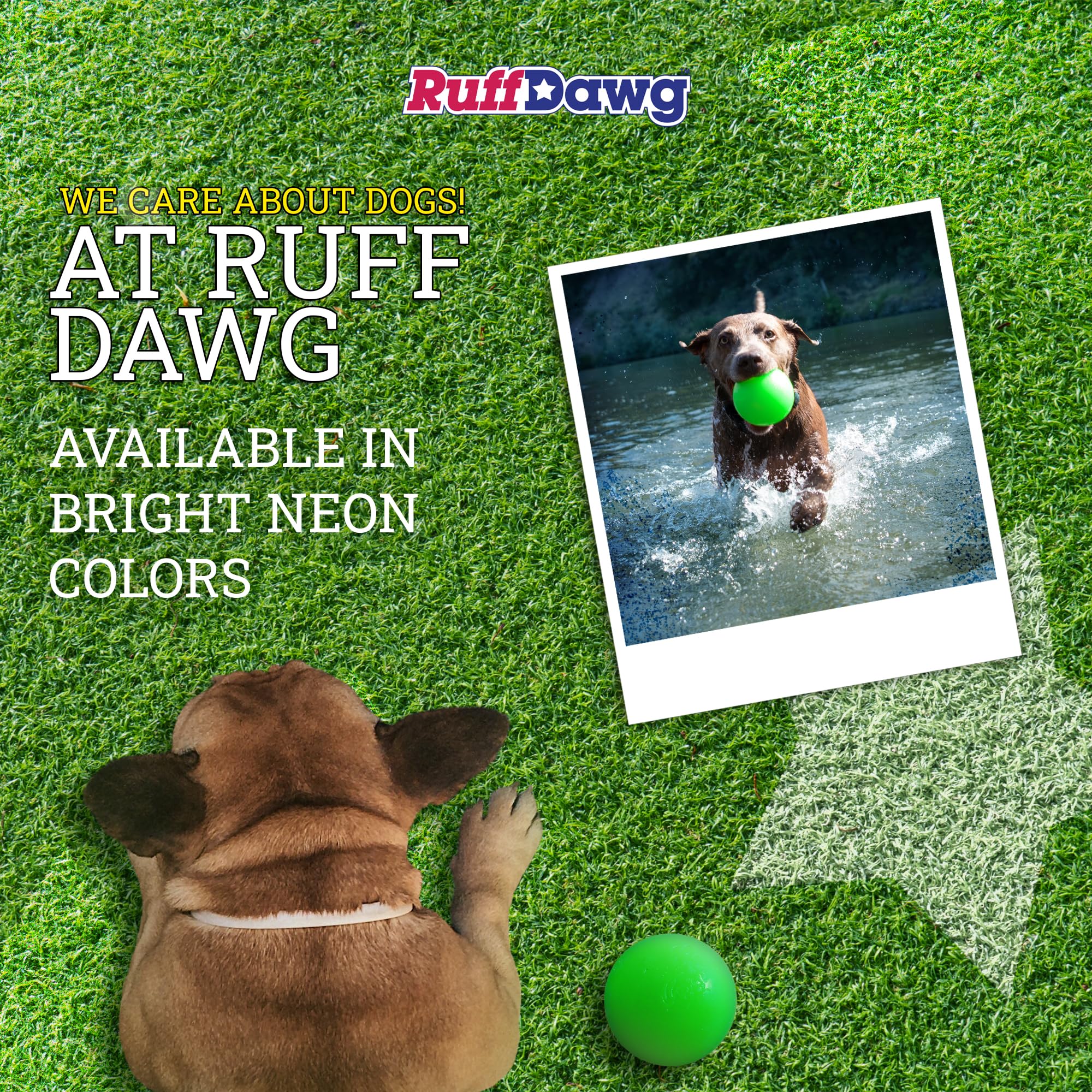Ruff Dawg Ball XL en lima neón, útil para sesiones de masticación y ejercicio.