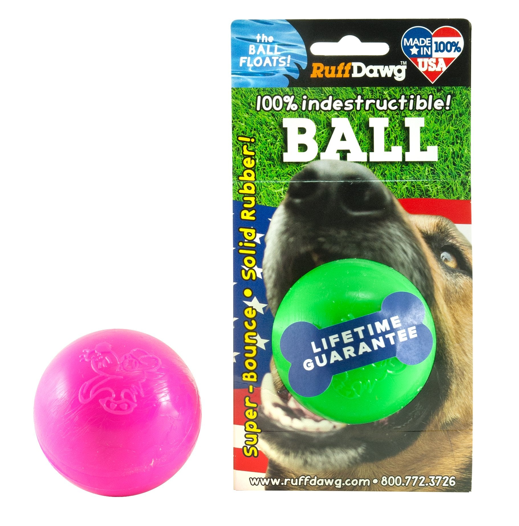 Ruff Dawg bola-goma-sólida para perros pequeños, ideal para masticar y juego en interiores