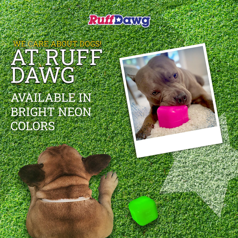 Dawg-Cube de Ruff Dawg, colores neón para alta visibilidad en pasto o agua.