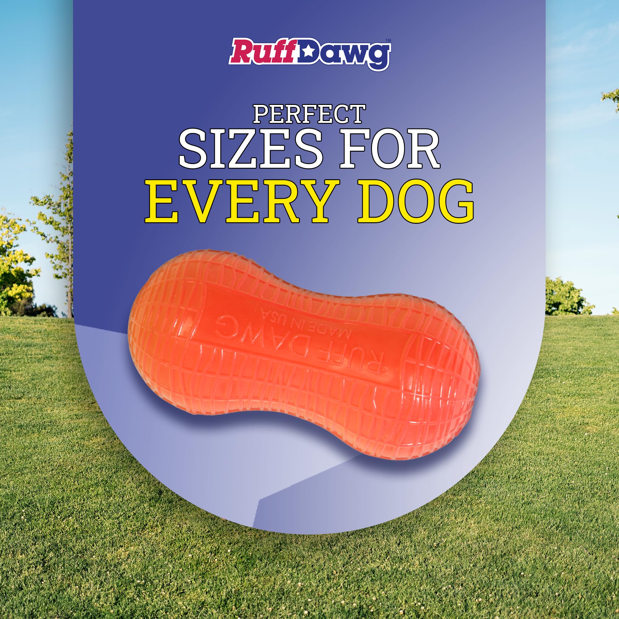 Ruff Dawg Peanut Crunch con cuerda para sesiones de lanzamiento.