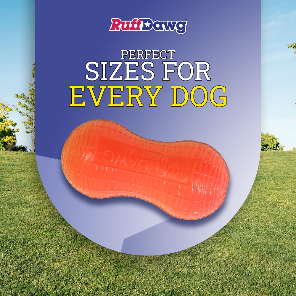 Ruff Dawg Peanut Crunch con cuerda para sesiones de lanzamiento.