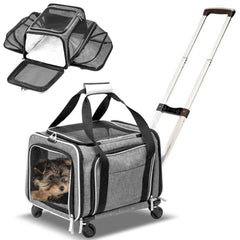 Ruff Life 101 portador expansion con ruedas, vista frontal para viajar con mascotas
