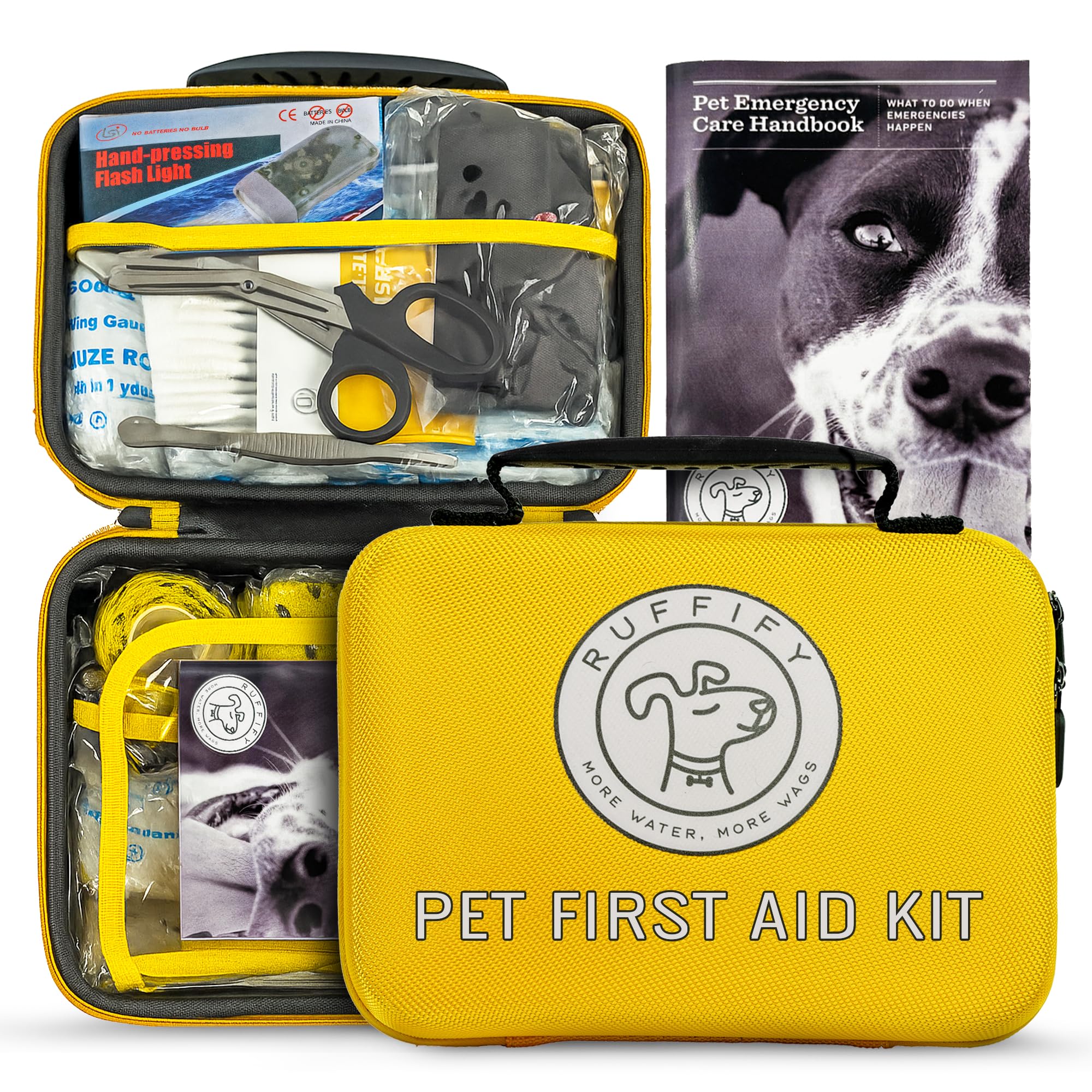Ruffify caja de primeros auxilios para perros, amarillo reflectante y fácil de localizar.