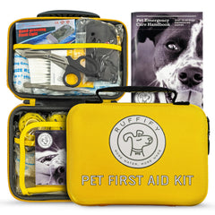 Ruffify caja de primeros auxilios para perros, amarillo reflectante y fácil de localizar.