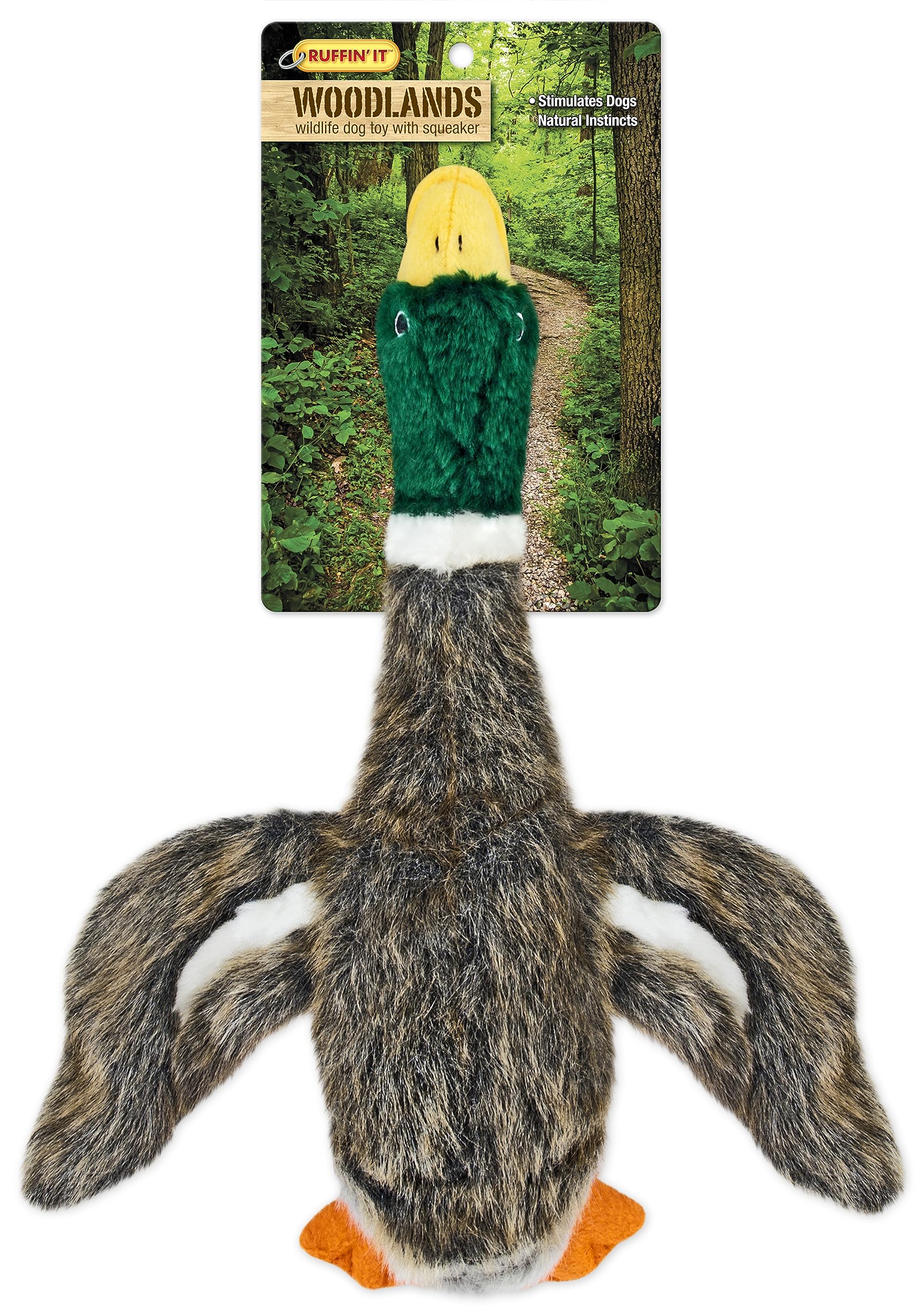 Ruffin' It peluche pato woodlands grande, frente, ideal para juego interactivo
