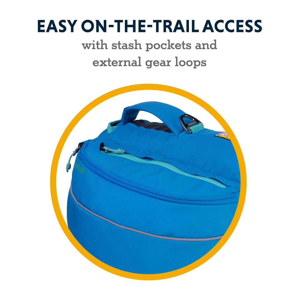 Ruffwear Approach Pack, banda reflectante para mayor visibilidad al atardecer.