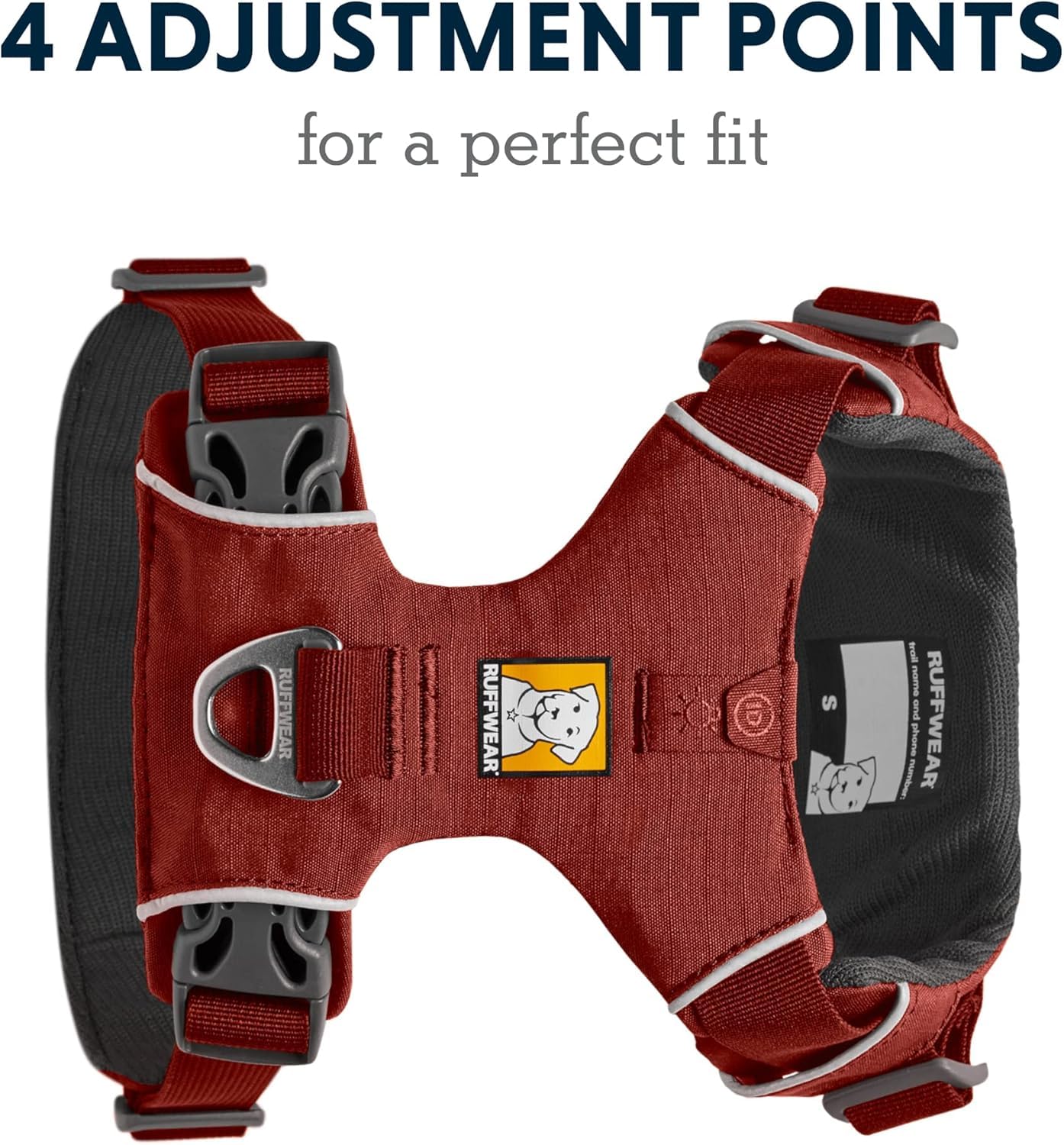 Ruffwear Front Range Harness detalles reflectivos para mayor visibilidad.