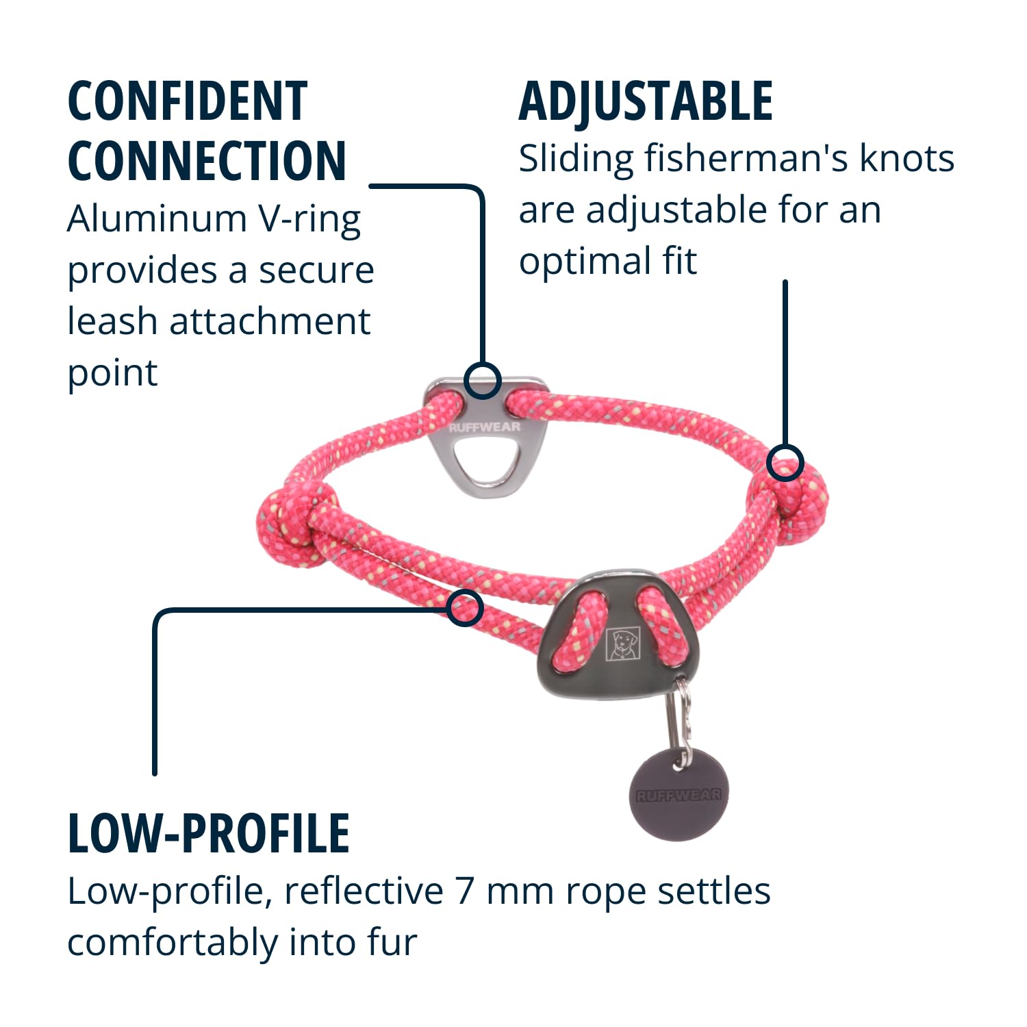 Ruffwear Knot-a-Collar usa cuerda reciclada para un enfoque sostenible