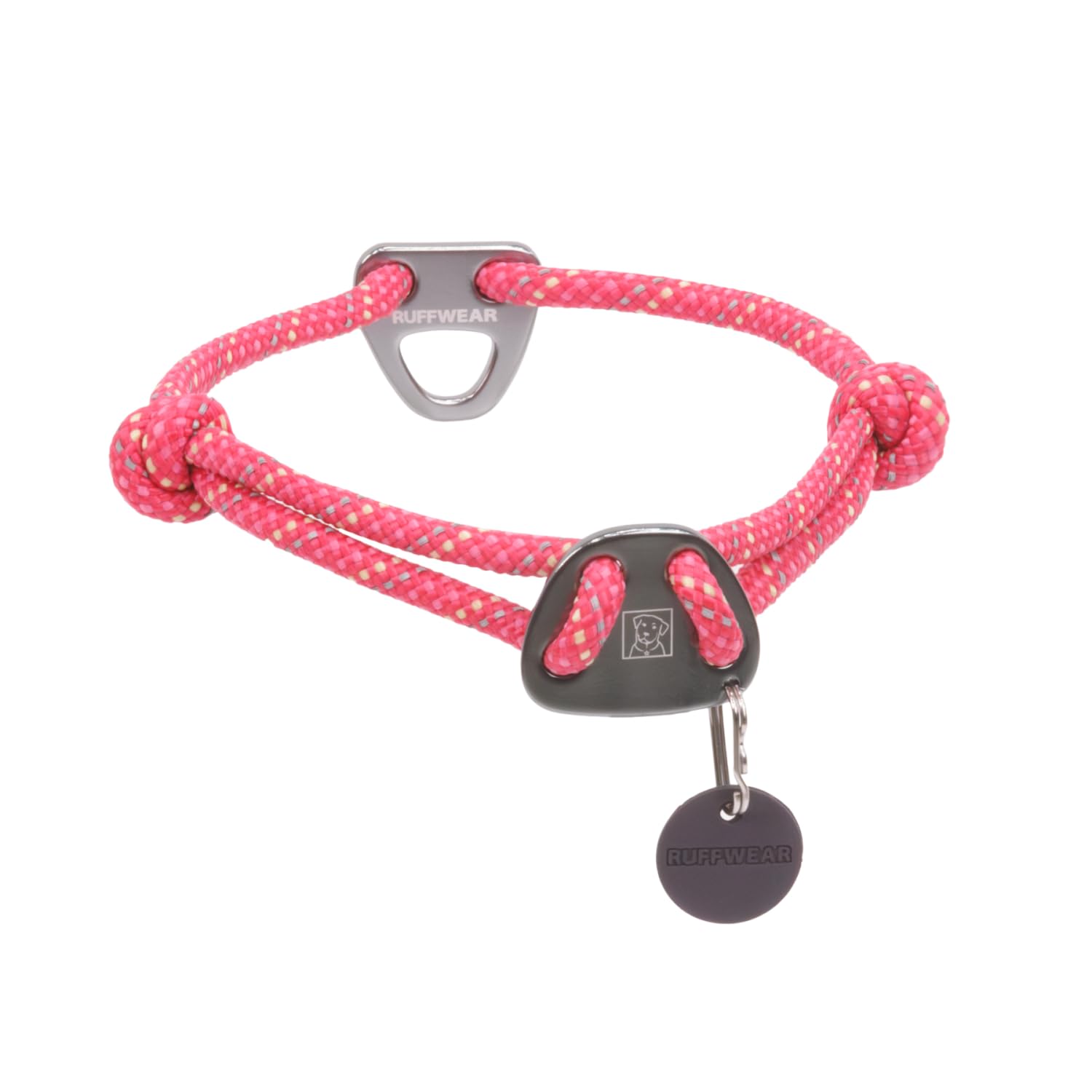 Ruffwear Knot-a-Collar de cuerda rosa con reflectividad para paseos nocturnos