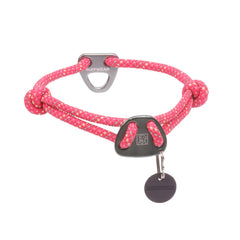 Ruffwear Knot-a-Collar de cuerda rosa con reflectividad para paseos nocturnos