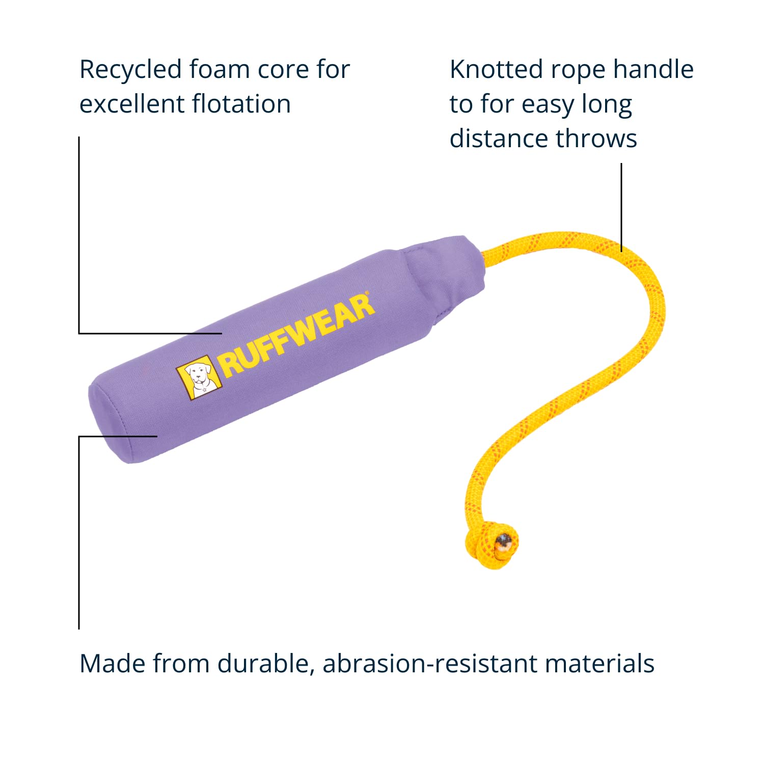 Ruffwear Lunker suave para dientes y encías durante el juego de búsqueda.