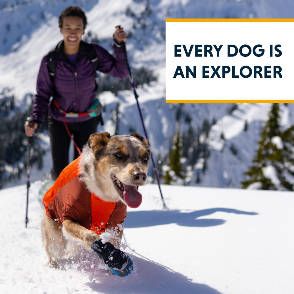 Ruffwear Powder Hound: paneles elásticos y StormSleeve para libertad de movimiento.
