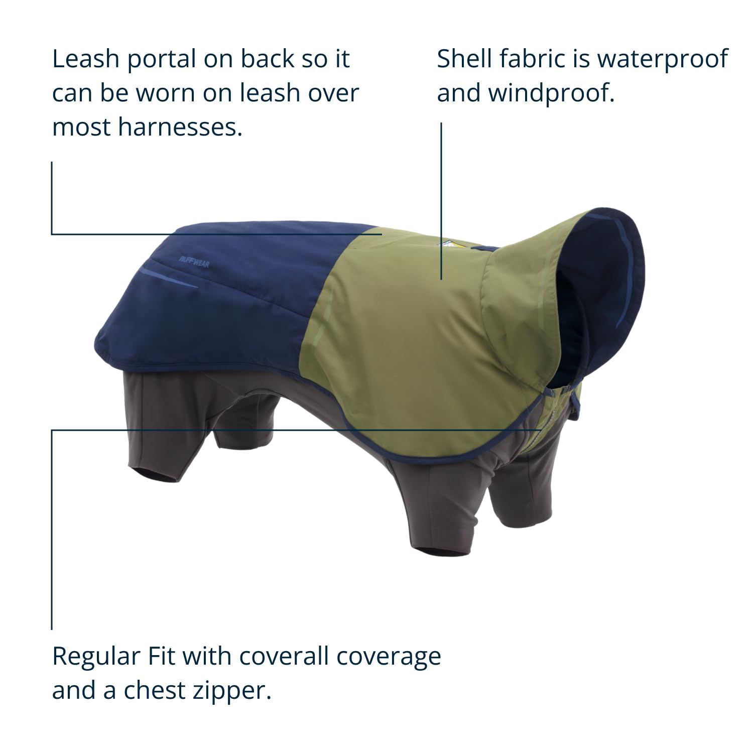 Ruffwear Sun Shower: detalles reflectivos para mayor visibilidad en poca luz.