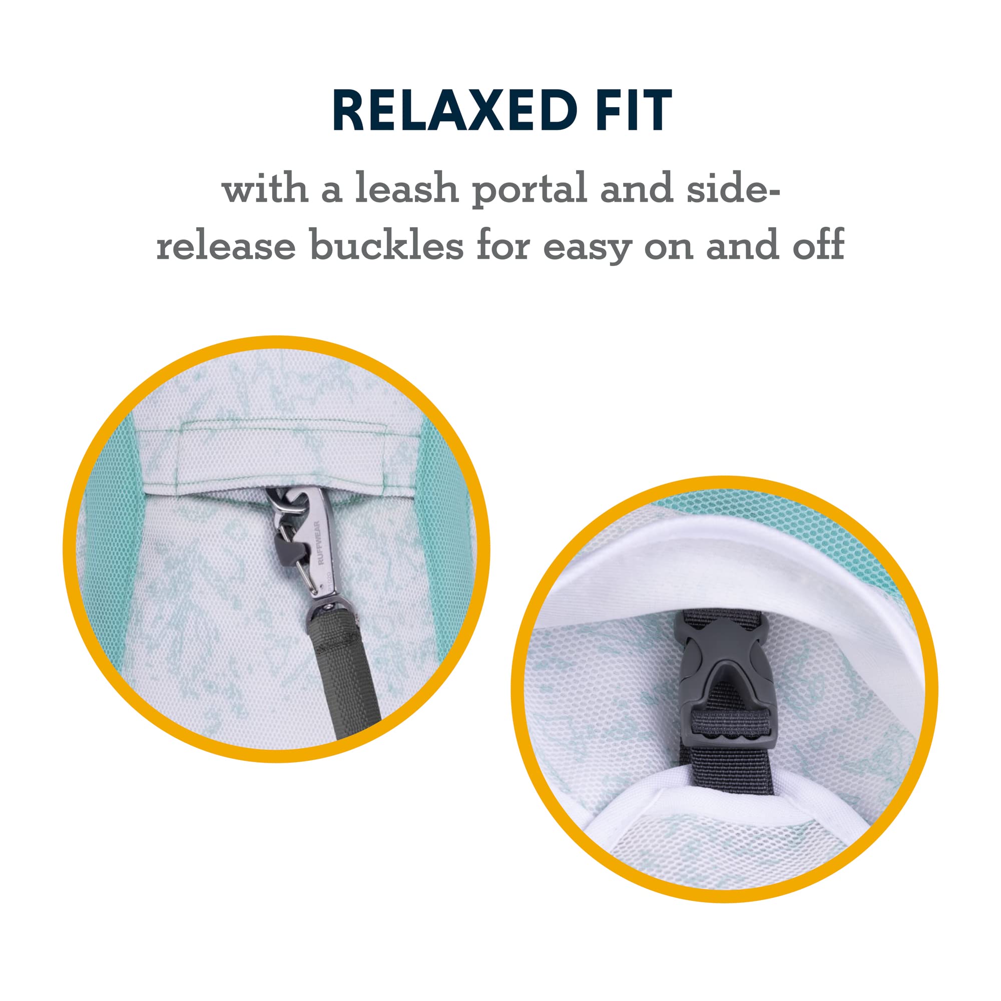 Ruffwear Swamp Cooler hebillas laterales para ajuste rápido y seguro