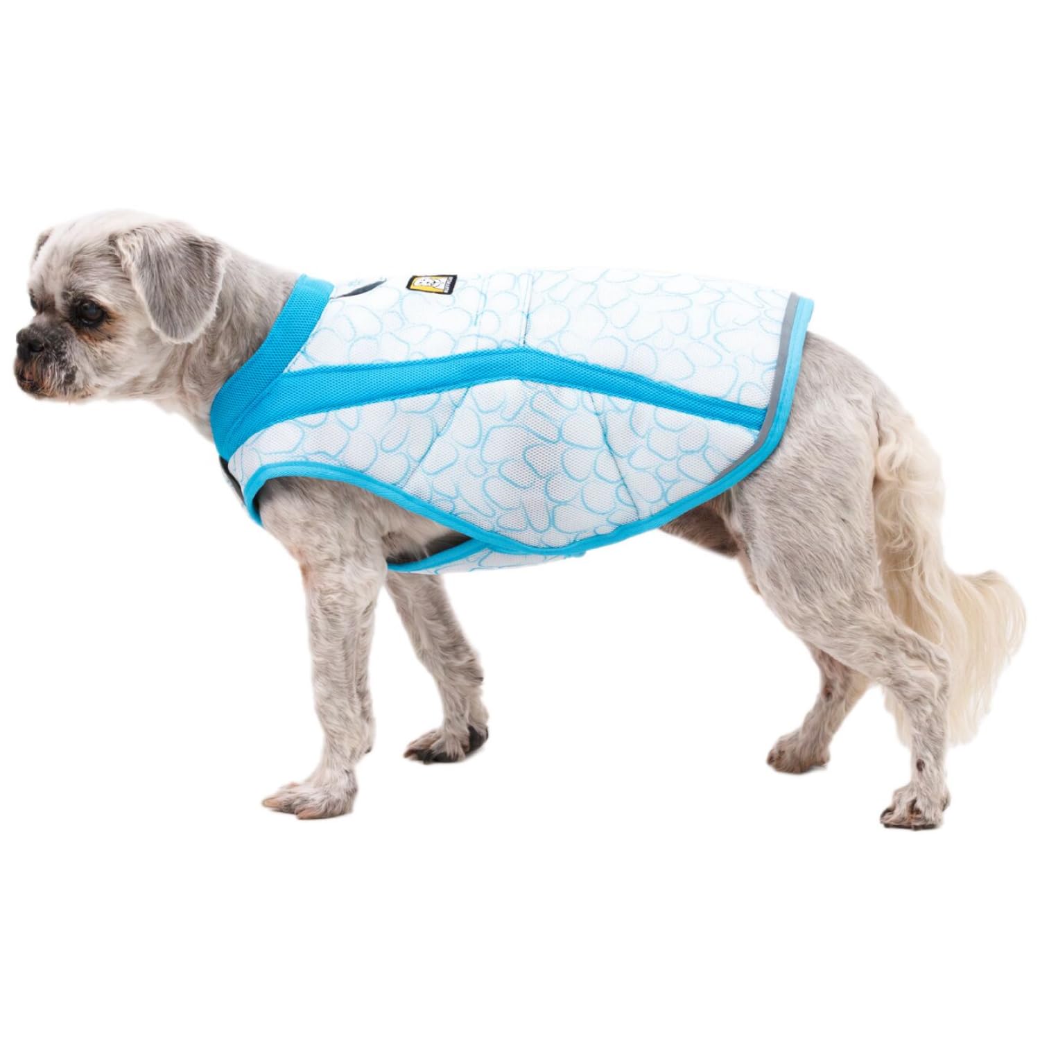 Chaleco Ruffwear Swamp Cooler portal de correa para usar con arnés.