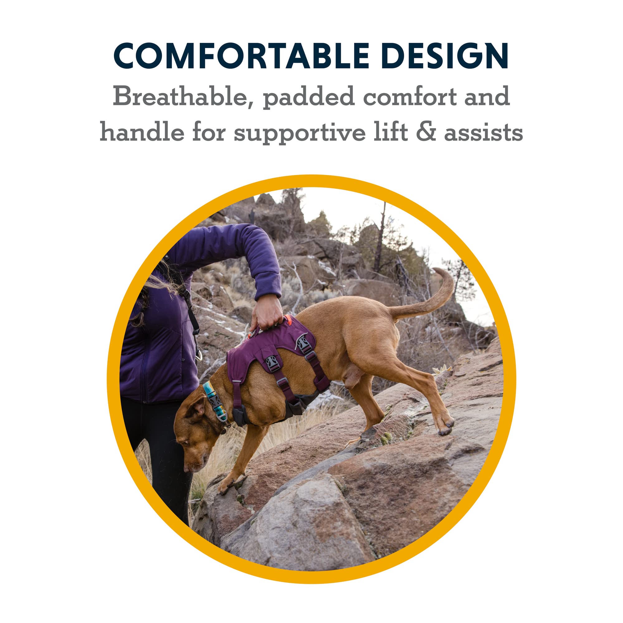 Ruffwear Web Master muestra ajuste de cuatro puntos para un ajuste seguro