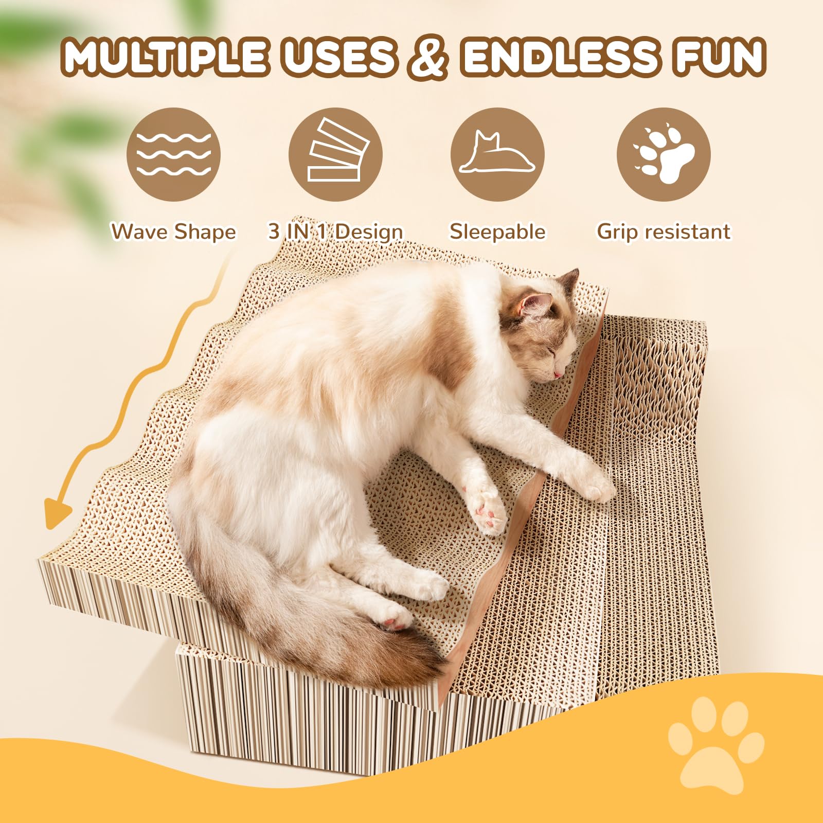 RUMUUKE diseño madera rascador para gatos, decoración y descanso.