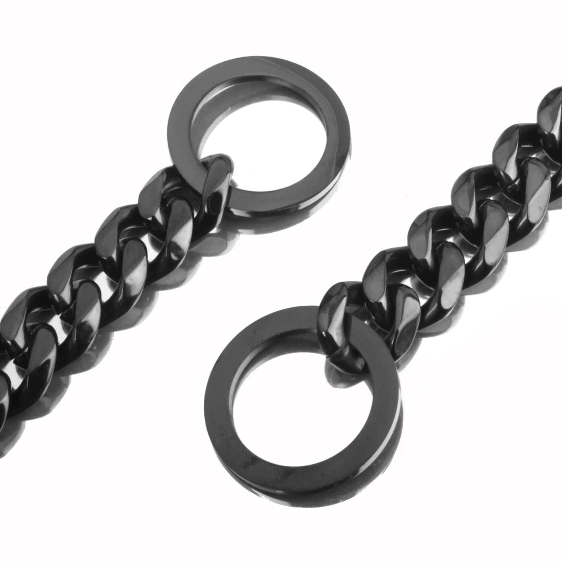 RUMYPET collar cadena cubana negro 11mm de 26 pulgadas, ideal para razas grandes.