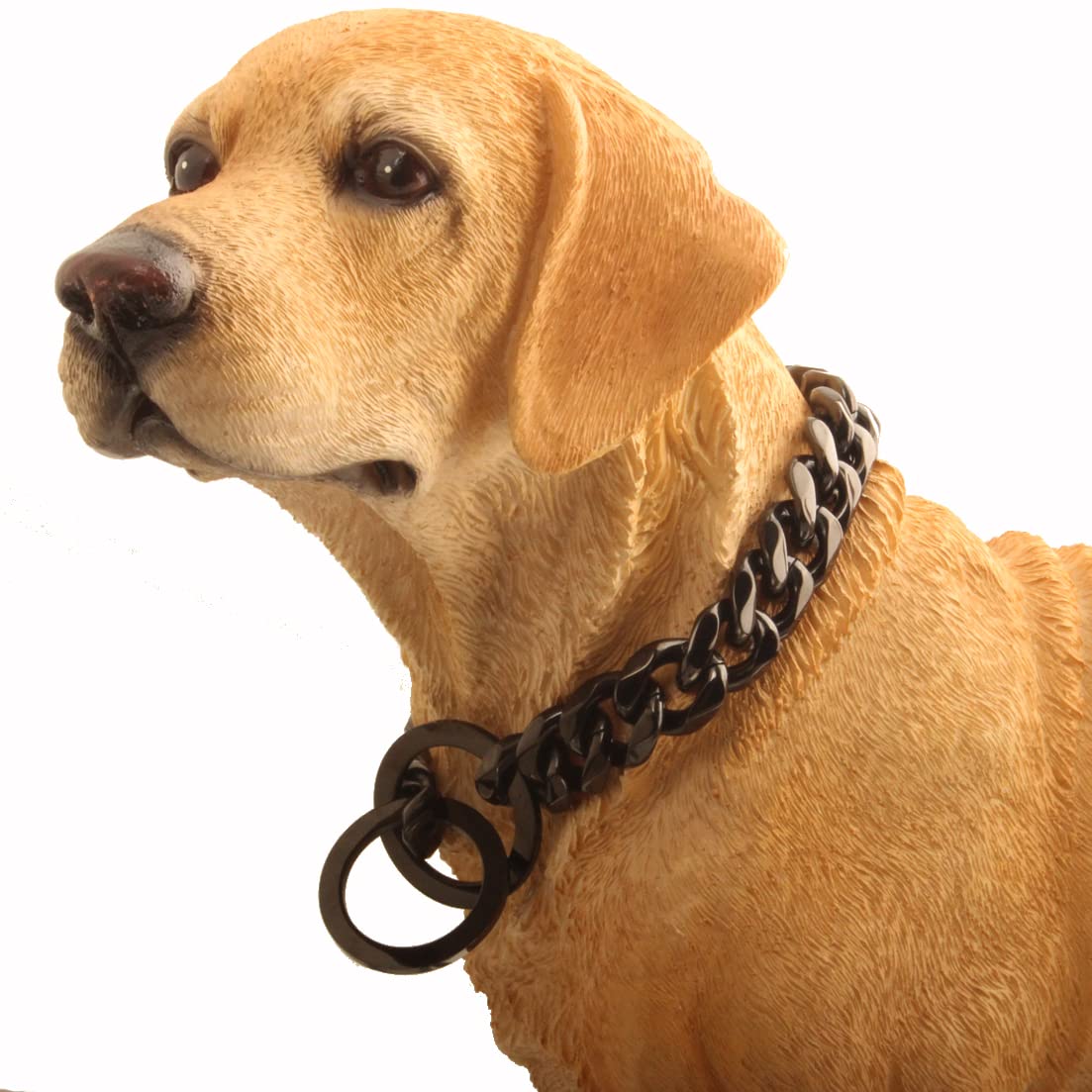 RUMYPET collar cadena cubana negro, resistente a mordidas y uso diario para cachorros.