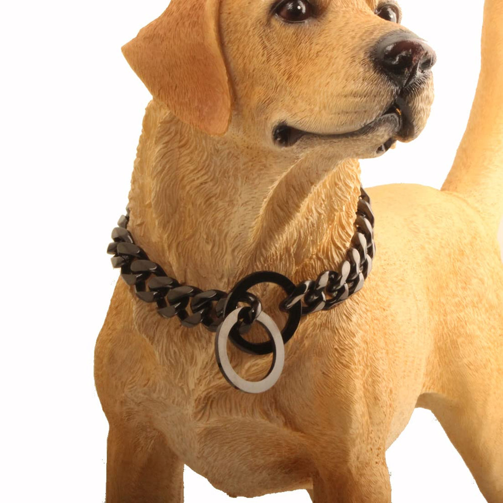 RUMYPET collar de cadena cubana negro 19mm 26 pulgadas, resistencia para paseos largos.