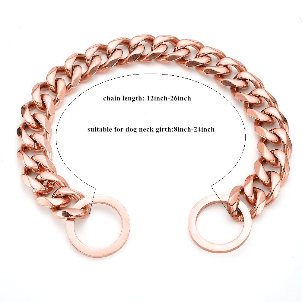 Collar RUMYPET rosa dorado 11mm, acero inoxidable para uso diario.