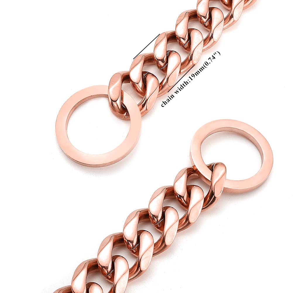 Collar RUMYPET rosa dorado 11mm, detalle de recubrimiento grueso que resiste desgaste.