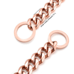 Collar RUMYPET rosa dorado 11mm, detalle de recubrimiento grueso que resiste desgaste.