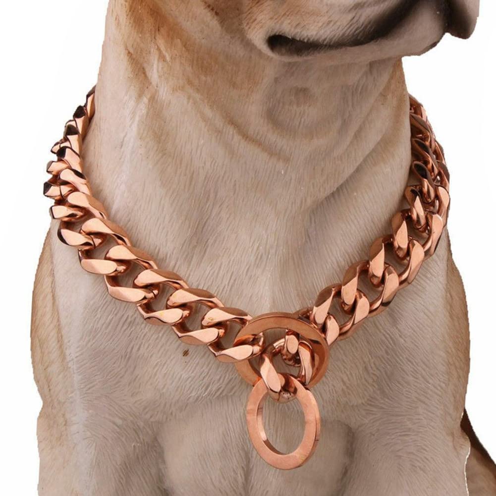 RUMYPET collar cadena oro rosa 15mm, 20 pulgadas, cómodo y llamativo.