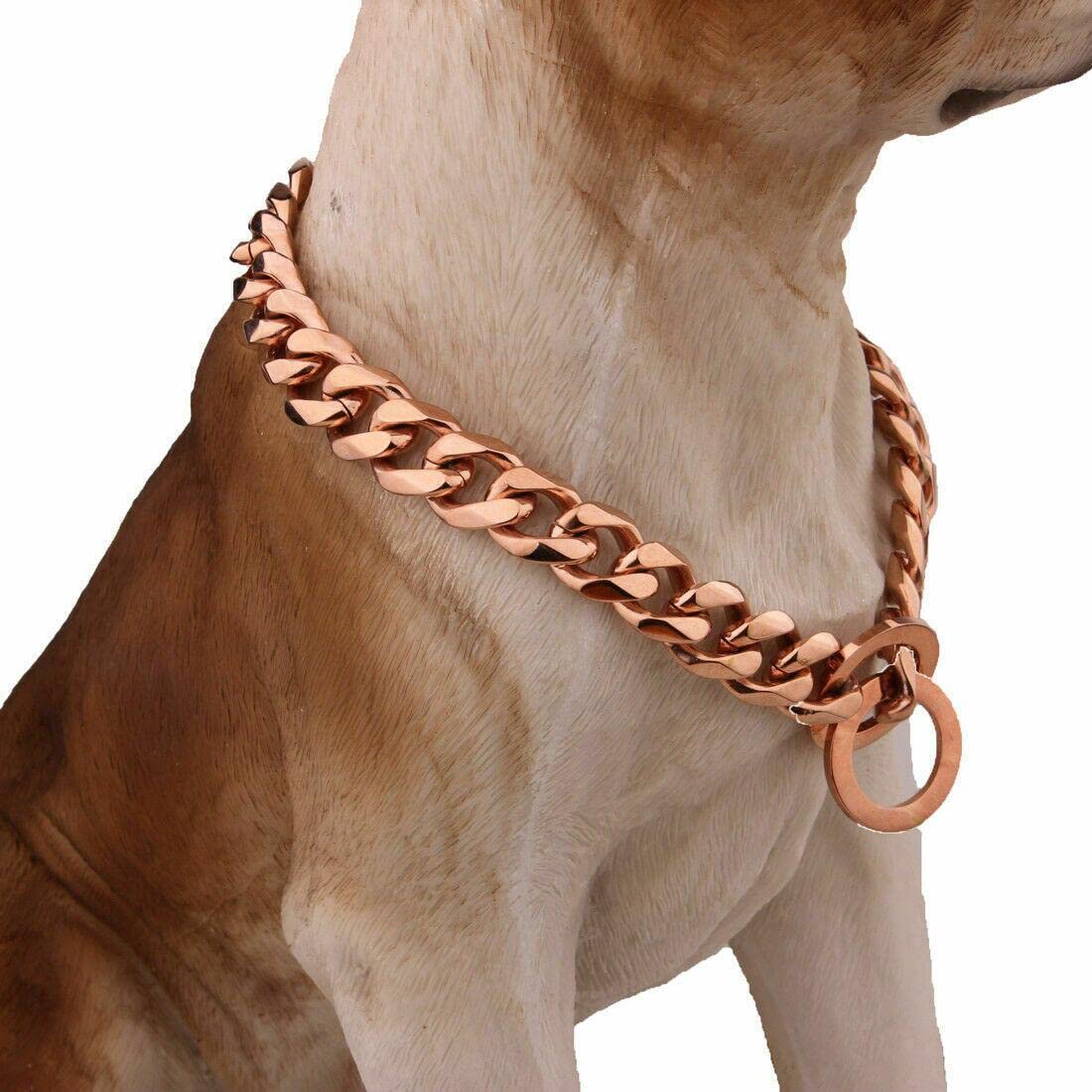 RUMYPET collar cadena oro rosa 19mm, 22 pulgadas, acabado resistente y seguro.