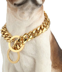 Collar RUMYPET 11 mm dorado para paseos diarios y resistencia.