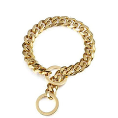 Collar RUMYPET 19 mm dorado, duradero para perros grandes.