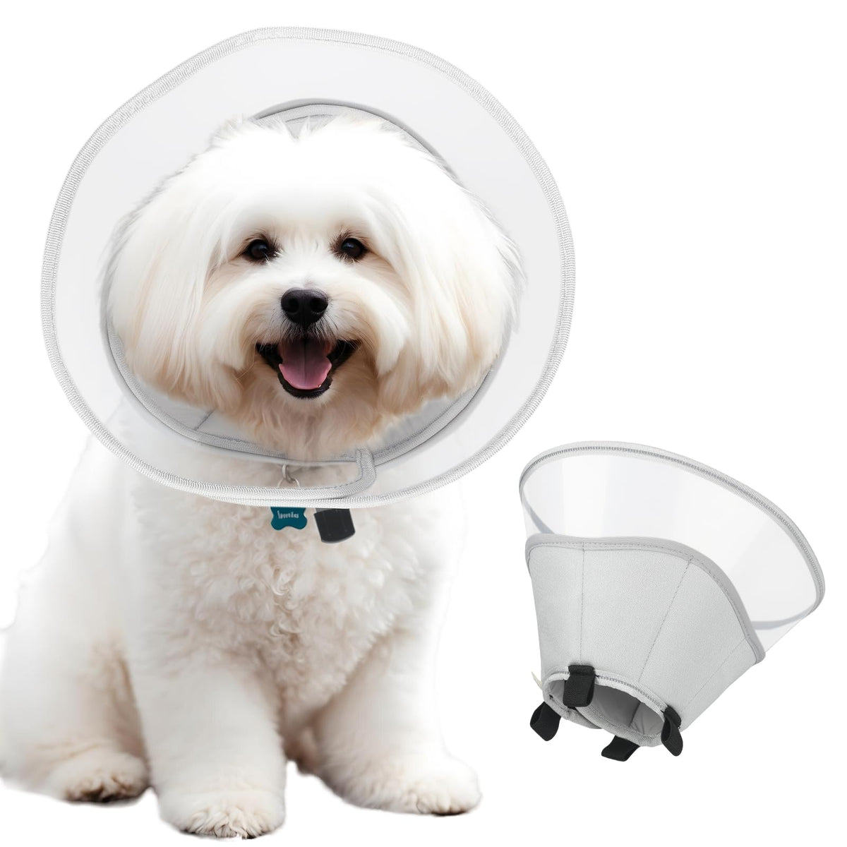 Cono suave RUNEAP para perro, visión frontal clara para moverse.