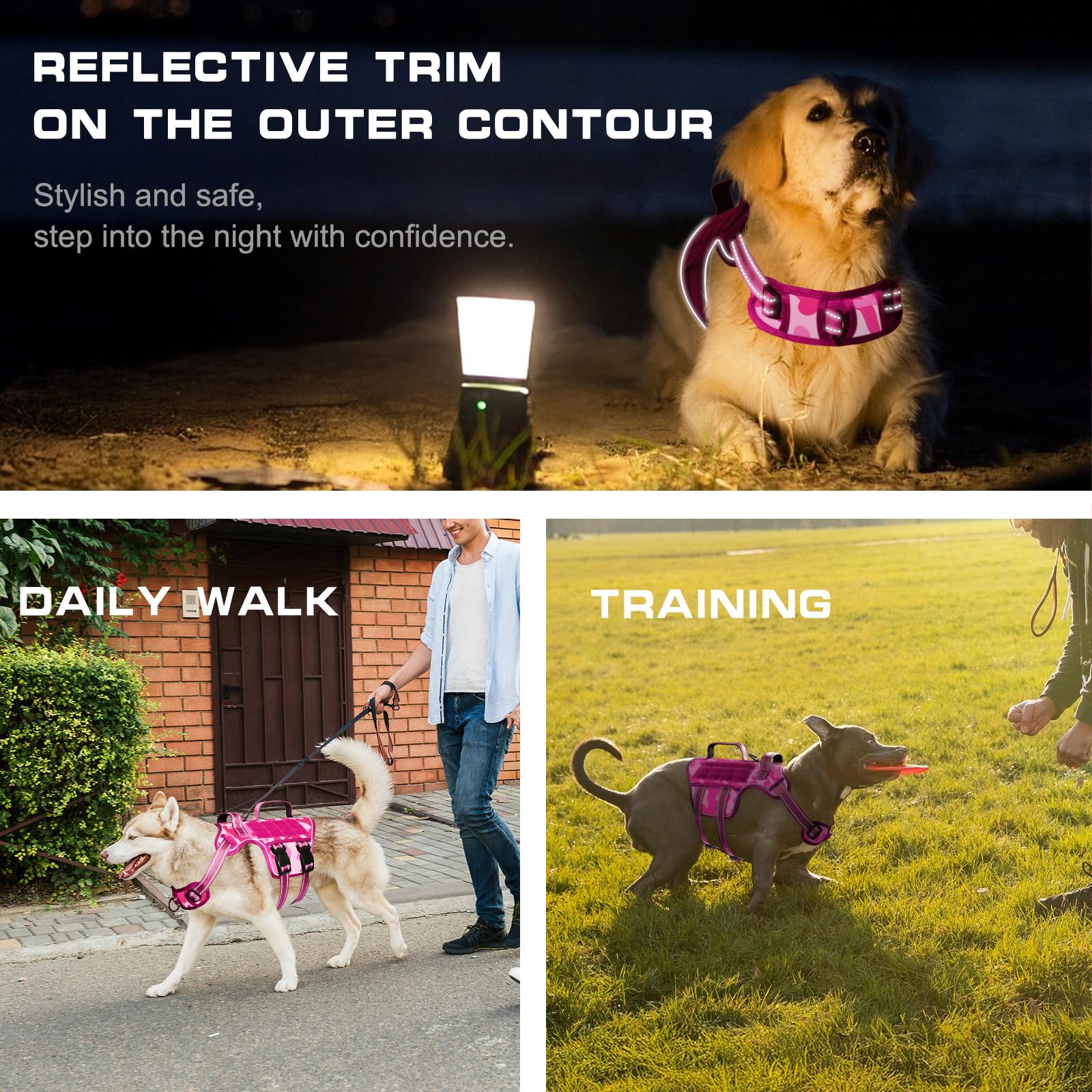 RunFido arnés perro grande acolchado con malla transpirable para mayor comodidad.