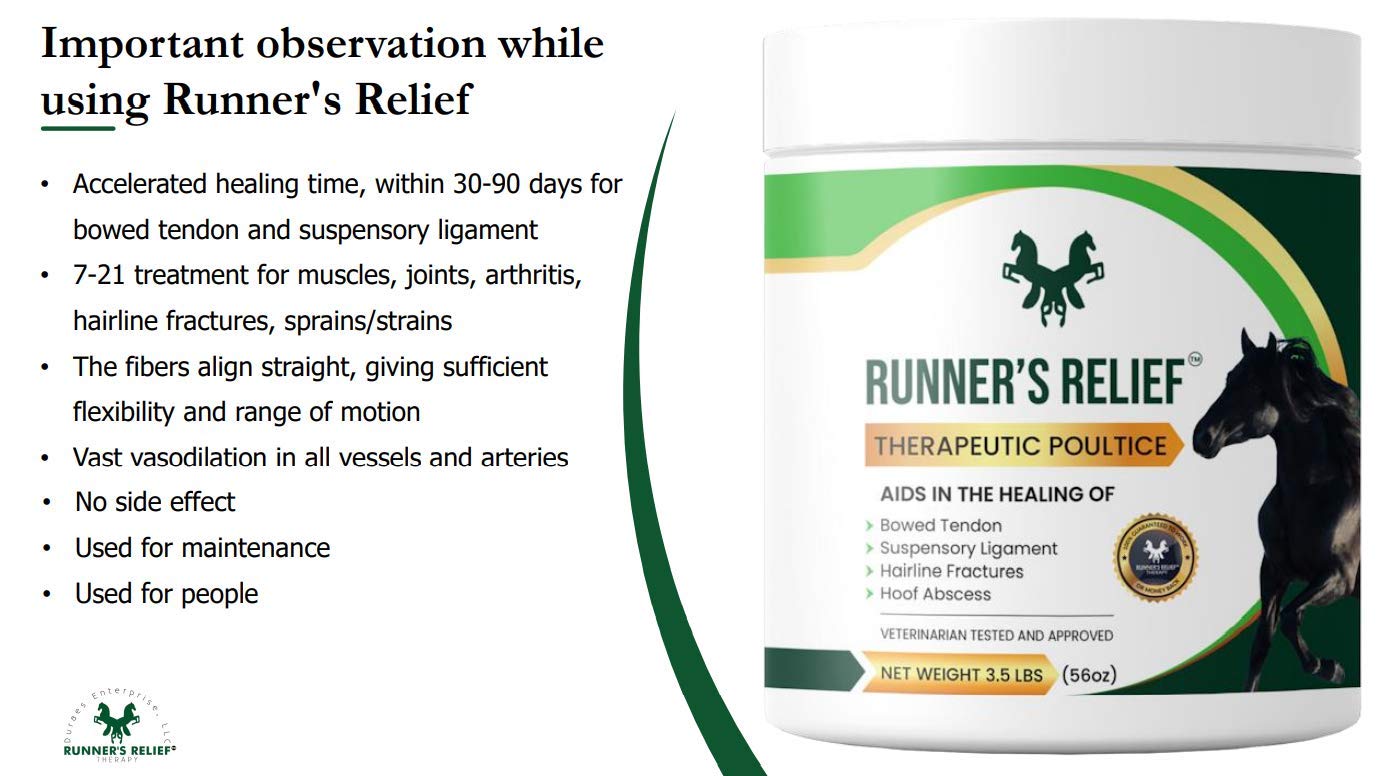 RUNNER'S RELIEF cataplasma para abscesos y inflamaciones de cascos.