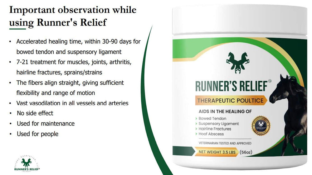 RUNNER'S RELIEF cataplasma para abscesos y inflamaciones de cascos.
