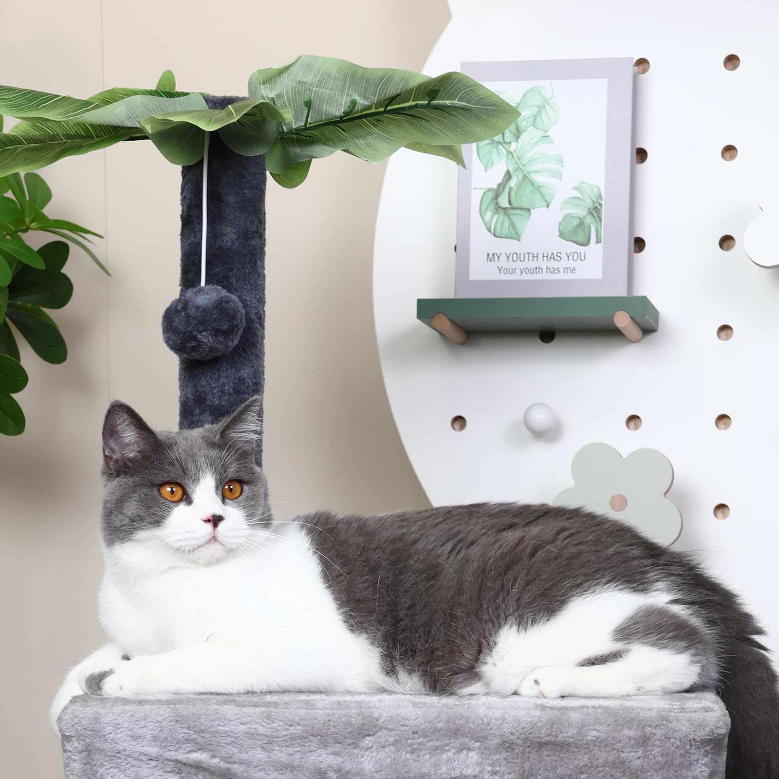 Runske árbol de gatos 41 pulgadas diseño neutro, combina con interiores modernos.