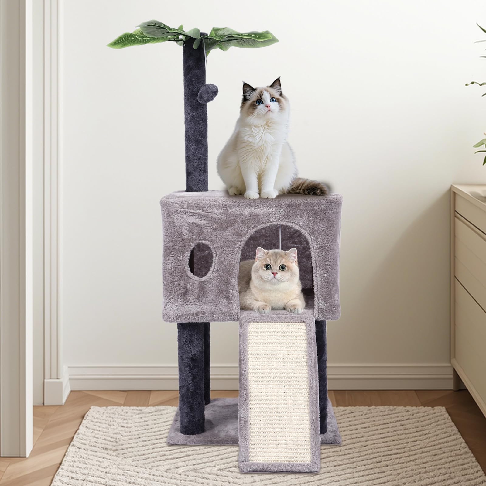 Runske árbol de gatos 41 pulgadas plataforma escalada, ideal para trepar y observar.
